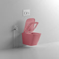 InArt Ceramic Wall Hung or Wall Mounted Designer (Clean Rim) Rimless Water Closet Toilet with Soft Close Seat Cover Pink Matt Finish - InArt-Studio