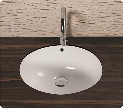 Ceramic Undercounter Wash Basin Glossy Finish/Under Counter Bathroom Sink/Super White Color for Bathroom (18 x 13 x 8 Inch)