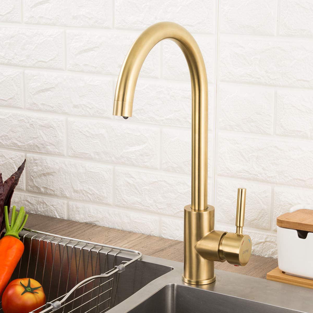 Kitchen Faucet with Pull Down Sprayer Brushed Gold Sink Mixer Single Handle  Taps