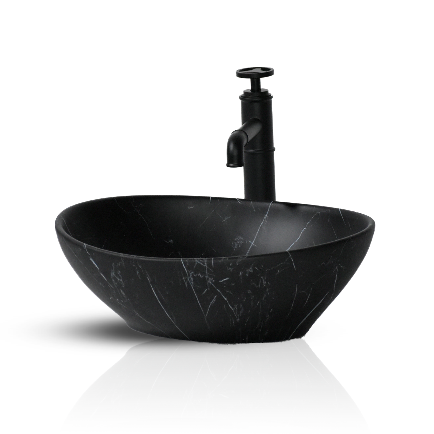 InArt Modern Table Top Wash Basin 41 x 34 CM Black Matt Marble Design