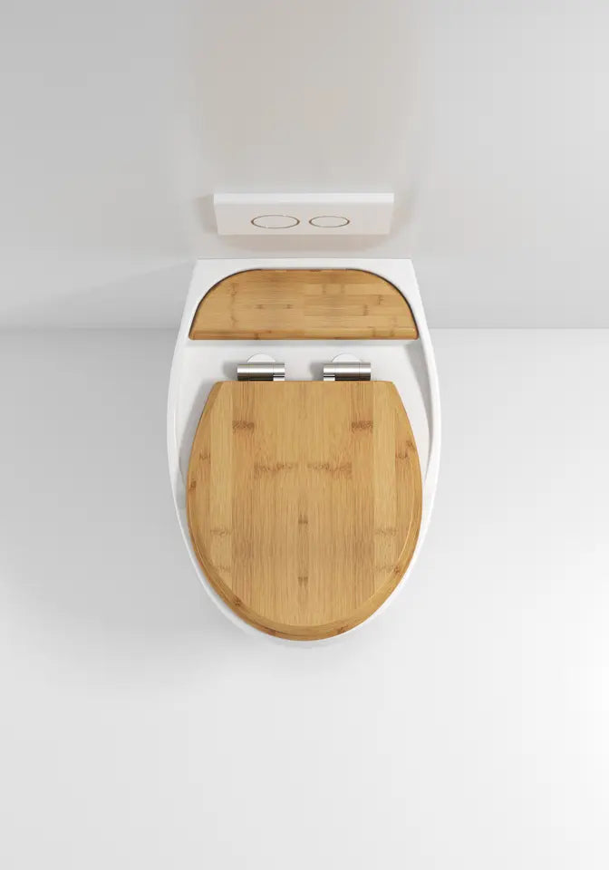 InArt Ceramic Wall Hung or Wall Mounted Designer (Clean Rim) Rimless Water Closet Toilet with Soft Close Wooden Finish Seat Color - InArt-Studio