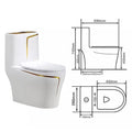 InArt One Piece Toilet Commode Rimless Syphonic - Ceramic Western Toilet Design Water Closet White Gold - InArt-Studio