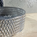 InArt Modern Glass Table Top Wash Basin 39.5 x 39.5 CM Grey Silver Crystal Diamond Design - InArt-Studio
