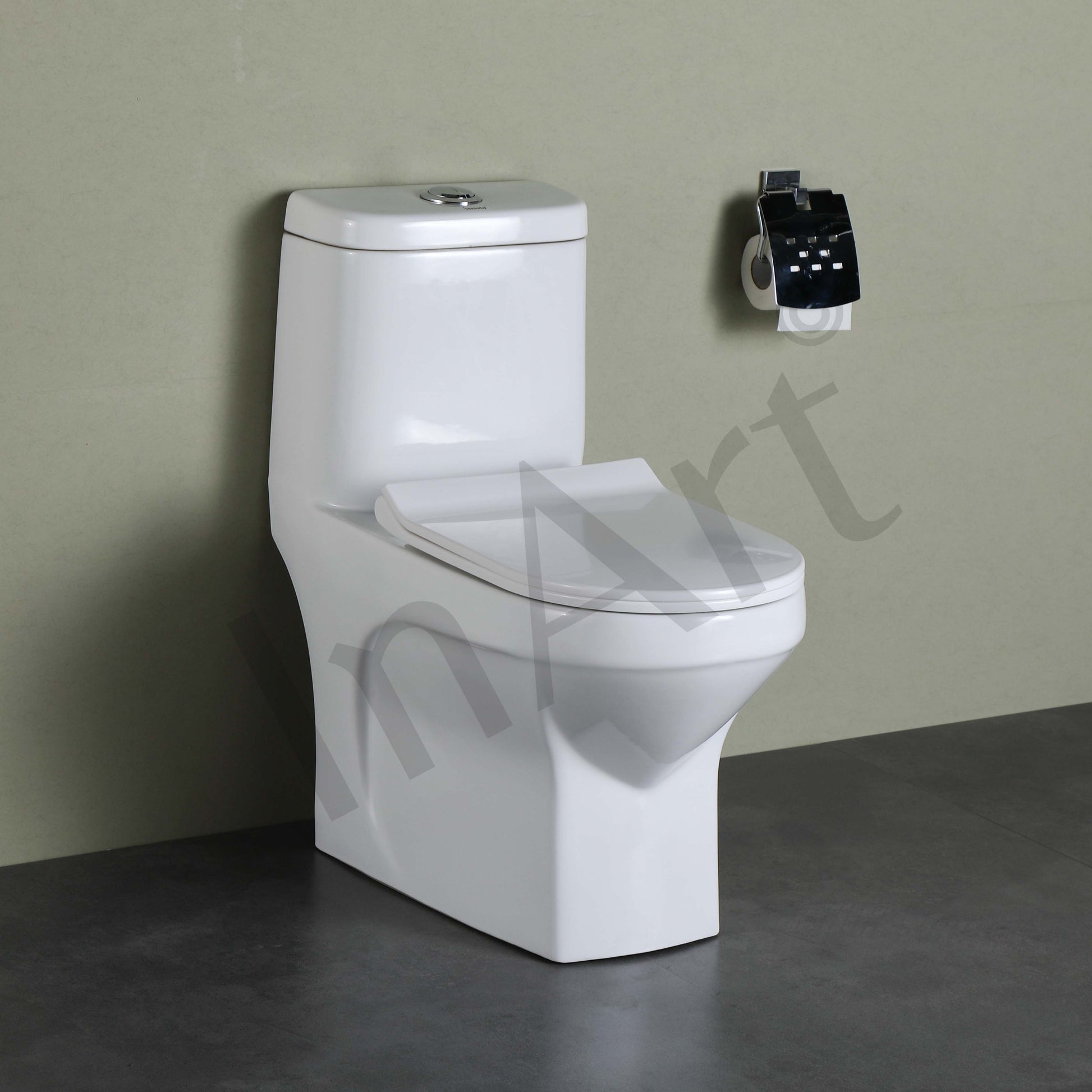 InArt Western Floor Mounted One Piece Water Closet European Ceramic Western Toilet S-Trap Commode Oval - InArt-Studio