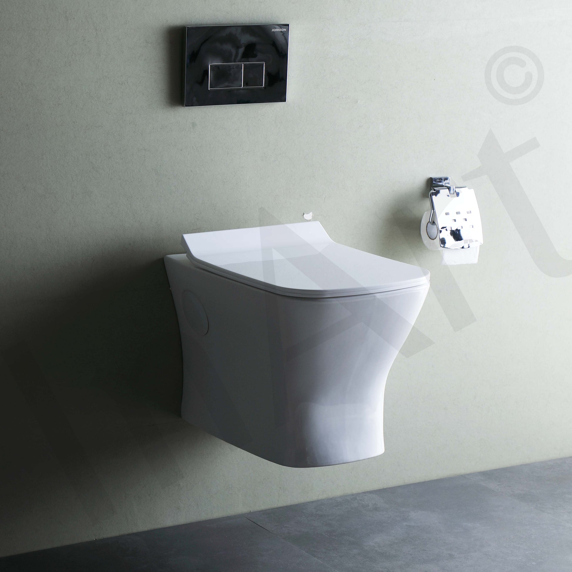 InArt Ceramic Wall Hung or Wall Mounted Designer Water Closet Toilet with Soft Seat Cover White Color - InArt-Studio