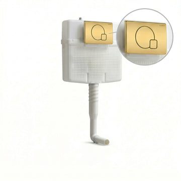 CERA Chevron Concealed Cistern + French Gold Flush Plate — Complete Set (B1110101)