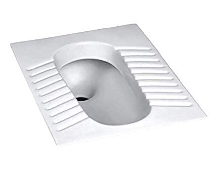 InArt ceramic orissa pan 20 inch, glossy white rectangular Indian toilet squat pan for bathroom