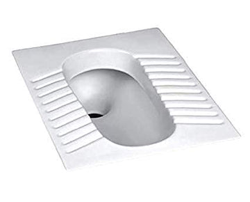 InArt ceramic orissa pan 20 inch, glossy white rectangular Indian toilet squat pan for bathroom