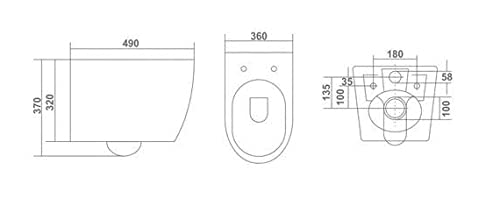 InArt wall mounted western toilet in rose gold, oval ceramic commode side angle with soft close seat cover