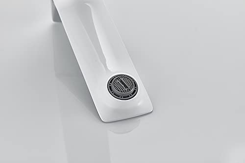 InArt bathroom mixer faucet look basin mixer tap in brass with white silver finish, top view detail