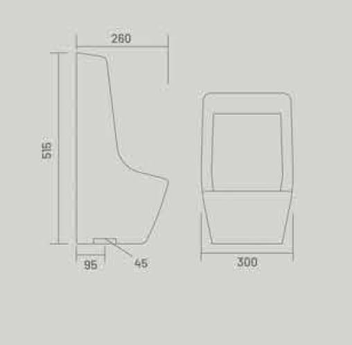 Commercial urinal ceramic wall mounted in glossy white, ideal for office washroom and public toilet setup