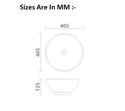 InArt ceramic wash basin designs, round table top basin in blue yellow pattern, side angle view