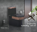 InArt Ceramic One Piece Western Toilet Commode - European Commode Water Closet With Soft Close Seat Cover S Trap Black Bricks - InArt-Studio