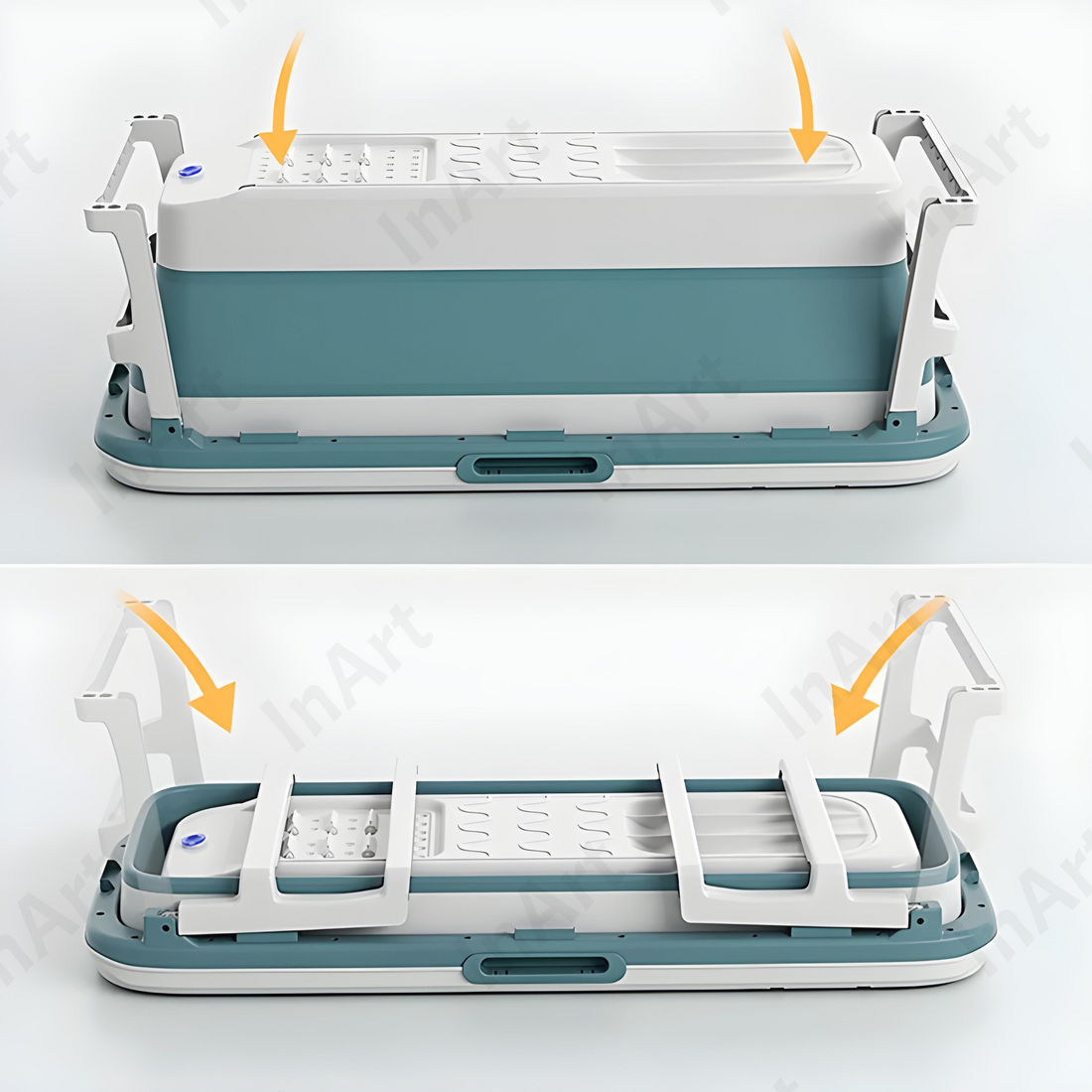 InArt Modern Freestanding Foldable Bathtub with Drain Hose and Cover, Multi-Color, 140cm x 60cm x 57.5cm - InArt-Studio