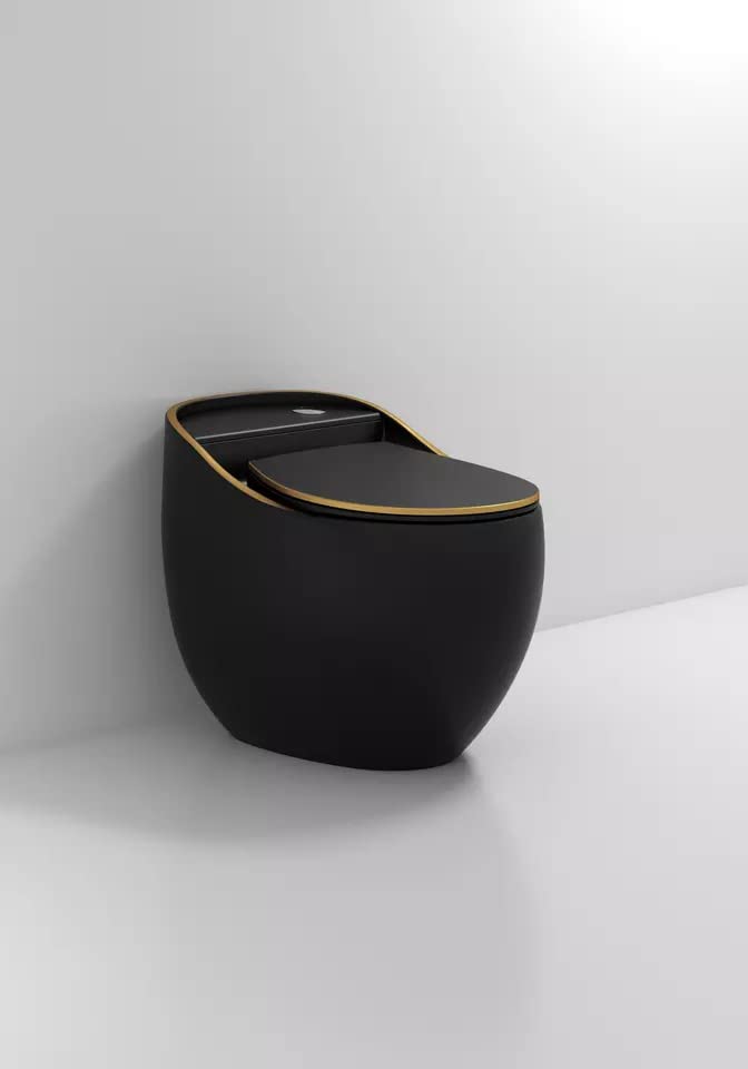 Ceramic floor mounted European water closet with syphonic flush, elongated bowl top view