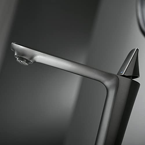 InArt single lever basin mixer tap in matte black brass, main view for bathroom wash basin