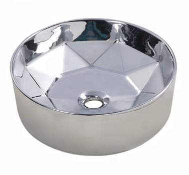 InArt premium designer wash basin for bathroom, 16 inch round ceramic tabletop basin, top view