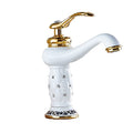 InArt wash basin mixer single lever tap in white gold, side angle showing spout and handle design