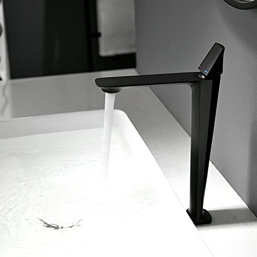 InArt single lever basin mixer tap in matte black brass, main view for bathroom wash basin