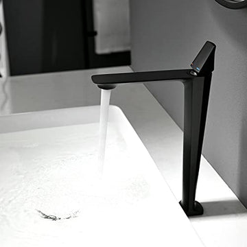 InArt single lever basin mixer tap in matte black brass, main view for bathroom wash basin