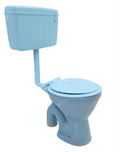 InArt ceramic western toilet price option, light blue floor mounted commode with S trap and normal flush tank