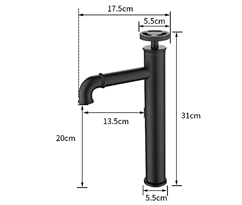 InArt sink basin tap in matte black, angled view of brass single lever basin mixer tap