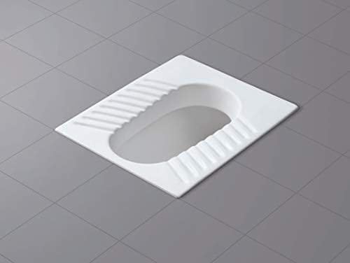 InArt ceramic orissa pan 20 inch, glossy white rectangular Indian toilet squat pan for bathroom