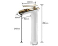 White gold brass mixer for wash basin in modern bathroom interior, premium single lever basin mixer tap