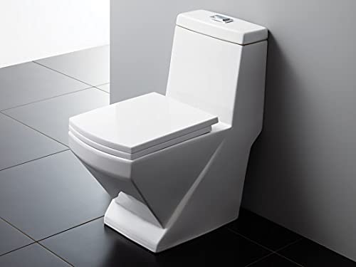 InArt single piece commode price in India, glossy white square ceramic one-piece western toilet front view