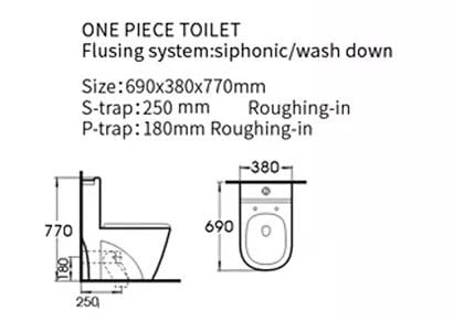InArt designer western toilet commode in white with gold finish, one-piece floor mounted side angle