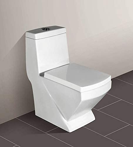 InArt single piece commode price in India, glossy white square ceramic one-piece western toilet front view