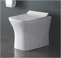 InArt ceramic western toilet, square one piece floor mounted water closet in glossy white with soft close seat