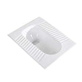 InArt orissa pan with flush tank combo, 23 inch white ceramic Indian toilet set, angled view
