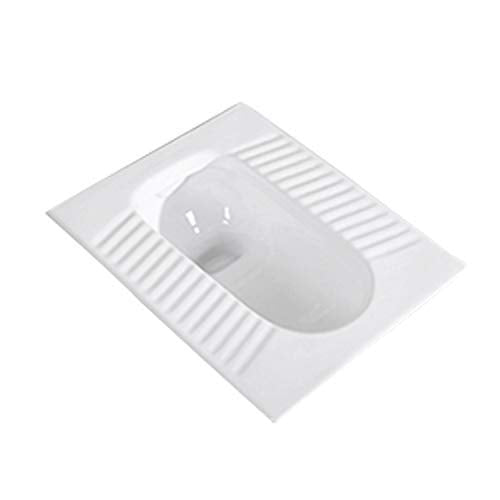InArt orissa pan with flush tank combo, 23 inch white ceramic Indian toilet set, angled view