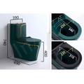 InArt Green Ceramic European Water Closet | Oval Floor Mounted Western Toilet Commode EWC S Trap | 69x39x74 cm | Soft Close Hydraulic Seat and Dual Flush Tank - InArt-Studio