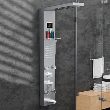 InArt brushed stainless steel shower panel for bathroom, LED bath and shower panel