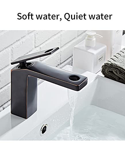 InArt jaquar wash basin mixer style brass waterfall basin mixer tap in matte black, single lever main view
