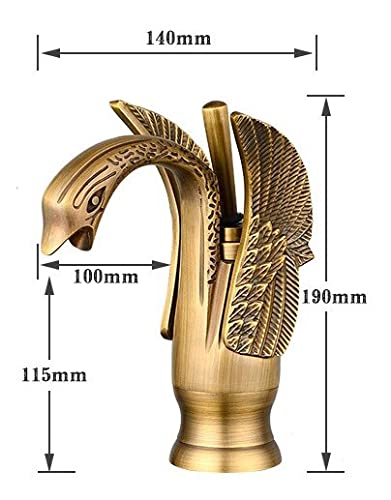InArt designer taps for wash basin, swan neck basin tap in polished gold brass, side angle view