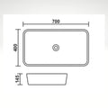 InArt designer table top basin design in black marble, rectangular ceramic wash basin angled view
