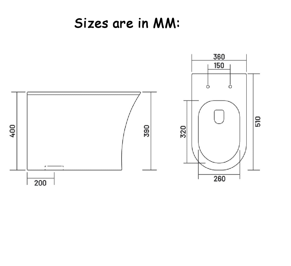 InArt modern western toilet one piece design in glossy black, back to wall floor mount side angle view