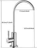 Gold stainless steel RO tap faucet for kitchen sink, angled side view for undersink water purifier
