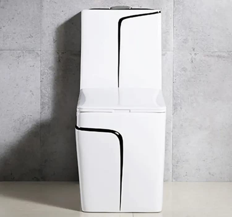 InArt water closet commode one piece, glossy black and white porcelain body with smooth easy-clean surface