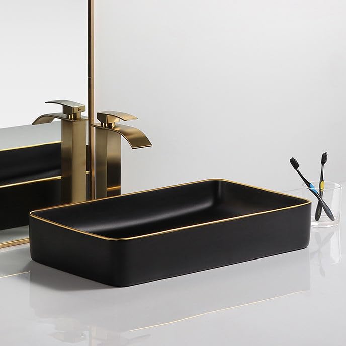 Premium InArt sanitaryware wash basin colour design for bathroom or hall, matte black gold ceramic counter basin