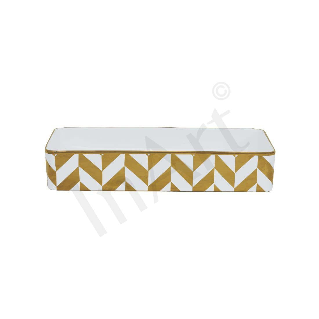 INART Wash Basin Countertop | Tabletop Ceramic Bathroom Sink | Wash Basin Over Counter | Wash Basin For Bathroom 24 x 14 x 4 Inch Gold White - InArt-Studio