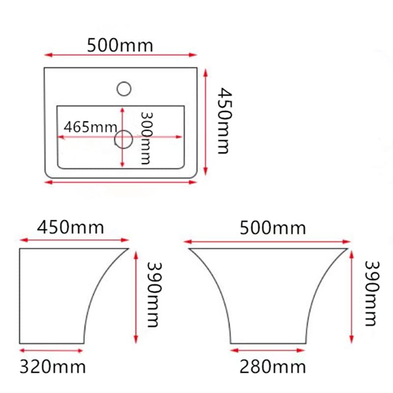 Wall mounted sink with half pedestal in grey glossy ceramic, clean modern wash basin wall installation