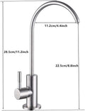 InArt undersink RO tap for kitchen sink, angled view, stainless steel drinking water filter tap