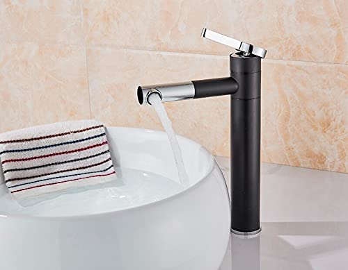 Detail of brass mixer tap bathroom spout in black finish, premium sanitaryware for wash basin