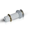 InArt designer wash basin waste coupling white, pop-up brass waste kit shown at angled side view