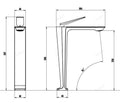 Rose gold tall body basin mixer tap, square high neck design, side angle view for modern bathroom wash basin