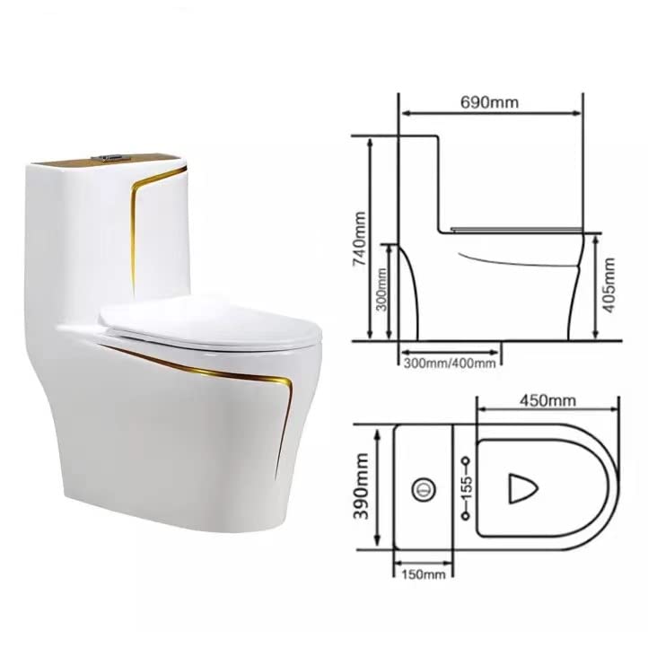 Western closet price option for Indian washroom: floor outlet S-trap one piece ceramic commode in white gold